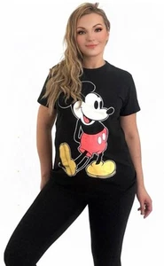 Licensed Disney Women's soft Mickey Mouse T-shirt, S,M,L,XL, Black - Picture 1 of 3