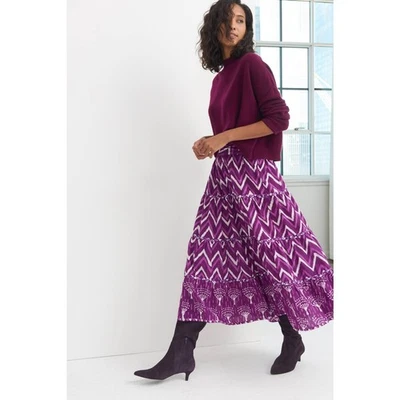New Anthropologie Krissa Tiered Maxi Skirt by Nikasha $178 SIZE 6 Purple Motif  - Image 1 of 4