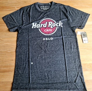 HRC Hard Rock Cafe Oslo Black Red Logo T Tee Size M NEW Burnout - Picture 1 of 6