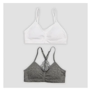 Maidenform Girls' 2pk Seamfree Lace Back Padded Crop Bra - White/Gray ''NEW'' - Picture 1 of 9