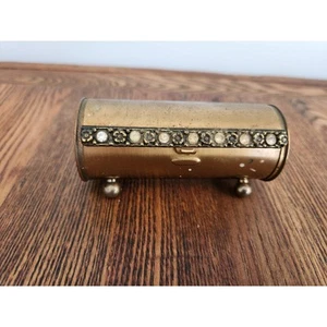 Vtg Gold Tone Filigree Barrel Shape Metal Lipstick Holder 1950's - Picture 1 of 6
