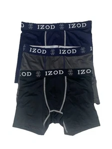 3 Izod Sport Stretch Poly Spandex Boxer Briefs - Sz. M, Contrast Navy, Gray, Blk - Picture 1 of 2