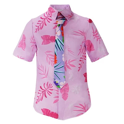 Zoo 2025 Nick Wilde Cosplay Shirt Rose Top Tie Necktie Short T-Shirt Fancy Dress - Image 1 of 4