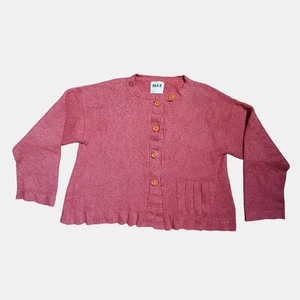 Flax Pima Cotton Knit Button Up Cardigan Sweater M/L Relaxed Oversized Staple - Picture 1 of 9