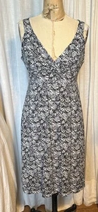 Ventura Womens Grey White Blk Jersey Sleeveless Dress Sz L Pre-owned  - Picture 1 of 9