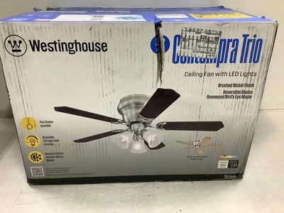 WESTINGHOUSE CEILING FAN WITH LED LIGHTS 42" 5 BLADE BRUSHED NICKEL 72319 - Image 1 of 2