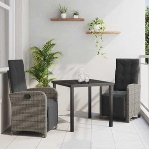 Set da Pranzo per Giardino 3 pcs Grigio polyrattan - Foto 1 di 6