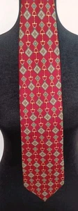 Corbata Paolo Gucci Horse Bit Ecuestre 100% Seda Rojo Verde Diamante Oro Italia - Imagen 1 de 4