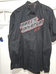 Harley Davidson Uomo Nero Completo Ricamato Ventilato Snap Up Manica Corta 3XL - Foto 1 di 6