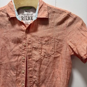 Tommy Bahama 100% Linen Shirt Mens Size Medium Short Sleeve Button Up Orange - Picture 1 of 6