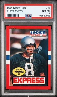 1985 TOPPS USFL #65 STEVE YOUNG HOF PSA 8 RC - Image 1 of 3