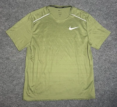 Nike Dri-Fit Running Shirt Green Polyester AJ7565-307 Reflective Mens Size Large - Image 1 of 4