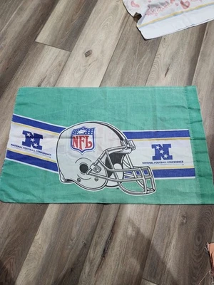 1993 Vintage Pillowcase Official NFL Football AFC NFC Double-Sided Green 18.5x30 - Image 1 of 2