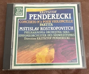ROSTROPOVICH CD cello PENDERECKI Concerto Partita ERATO 1987 France Import MINT - Picture 1 of 3