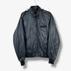 Vintage Pere Mar Bomber Jacket Mens L Black Full Zip Lightweight Coat Retro - Picture 1 of 8
