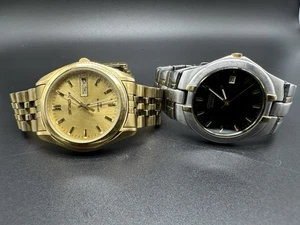 Seiko Sports 50 Gold Tone Dial Day Date 7N43-8849 & Citizen 2510-S93614 Watches - Picture 1 of 9