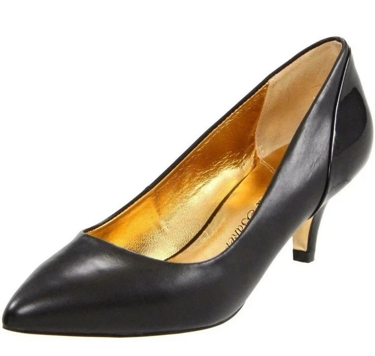 Ted Baker  NWOB 10 Ondrea Black Leather With Patent Accents Kitten Heel Pumps - Image 1 of 4