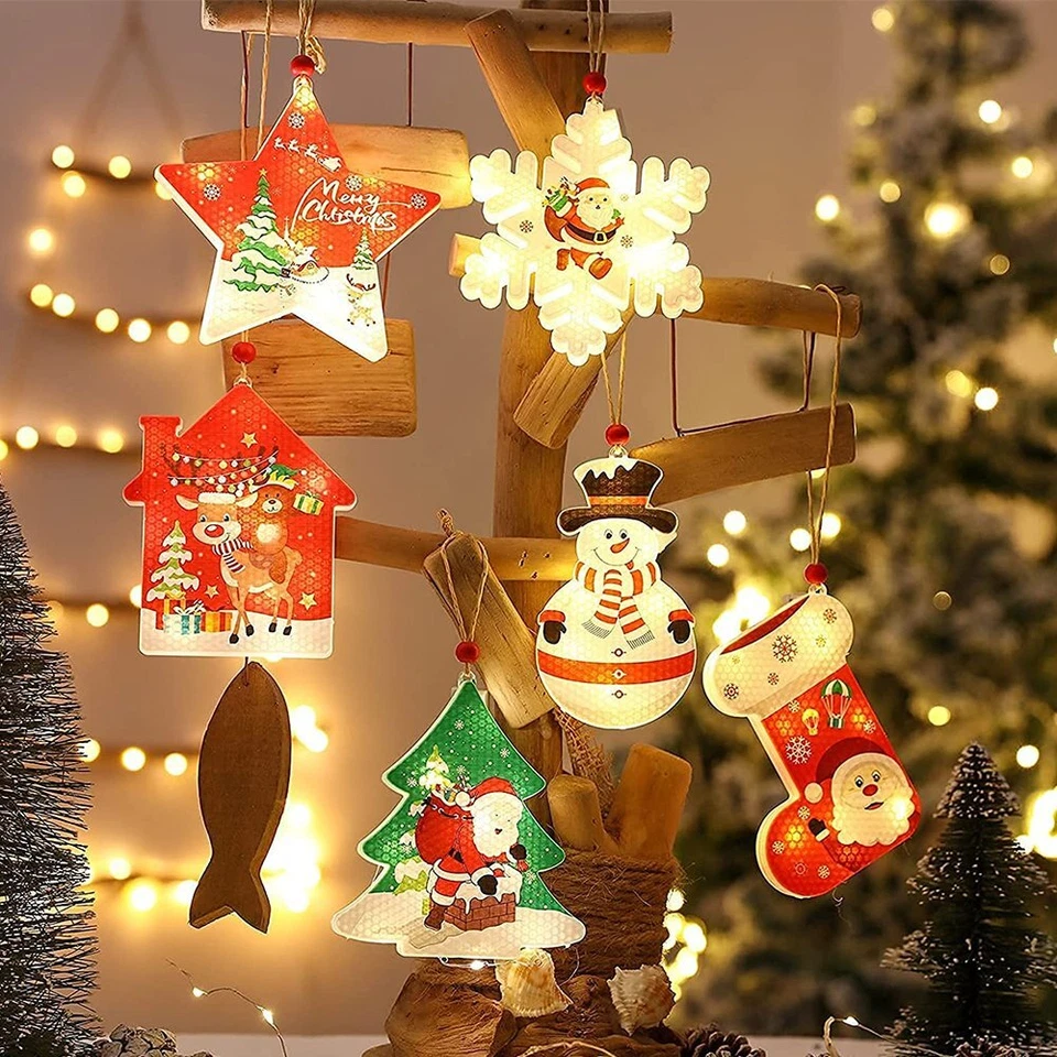6Pcs Christmas LED Lights Indoor Window Decorations  Christmas Tree Decor Lamp - Image 1 of 4
