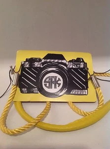 Anthropologie Leather Camera Strap Deluxe SFK Yellow By Sarah Francis Kuhn  $94 - Picture 1 of 7