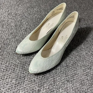 Special Occasions Shoes Saugus Shoe Wedding 90s Bridal Lace Satin Mint White 70N - Picture 1 of 11