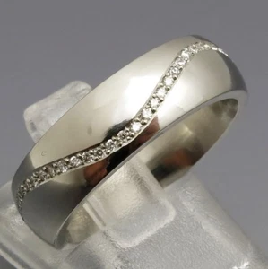 "DISEÑO REIF - ELEGANTE ANILLO BRILLANTE PLATINO ""OLA"" - PLATINO 950 - Imagen 1 de 12