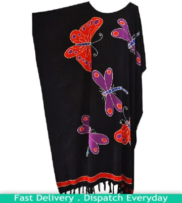 Ria Violeta Libélula Vestido Kaftán Caftán Estilo Hippy Vacaciones Verano Mano - Imagen 1 de 4