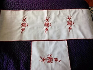 New Autumn Table Runner- Vintage Czech - Set of 2 - 43"x15" & 15"x15" - Picture 1 of 2