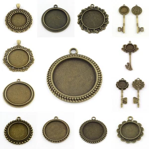 10 un. Colgante de aleación tibetana bisel de ajuste bandeja redonda en blanco antiguo bronce artesanal - Imagen 1 de 26