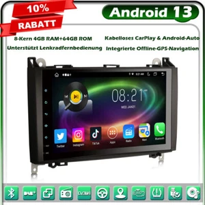 8-Kern Android 13 GPS Autoradio Mercedes A/B Klasse Sprinter Viano VW Crafter BT - Bild 1 von 24