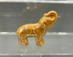 Vintage Miniature Brown Elephant Glazed Ceramic Figurine - Picture 1 of 8