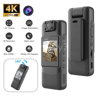 Body Camera 4K WiFi Pocket Audio Video Recorder Night Vision Cam Support 256GB - Image 1 of 4