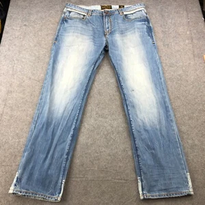AKOO Jeans Mens 40 Light Wash Stretch Fit Denim Distressed Hip Hop Streetwear - Picture 1 of 16