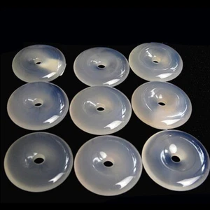 LOT OF TEN Beautiful Icy Translucent Jade Jadeite Lucky Donuts Pendant Necklace - Picture 1 of 7