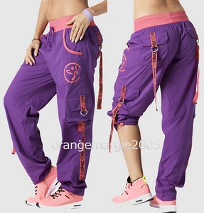 Pantalones cargo ZUMBA DANZA FITNESS! Se convierte a Capri - ¡RARO! EliteWear XS S M L XL - Imagen 1 de 3