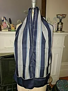Vtg Men's Pierre Cardin Scarf Long 80s Navy Sky Blue White Stripes EXC - Picture 1 of 3