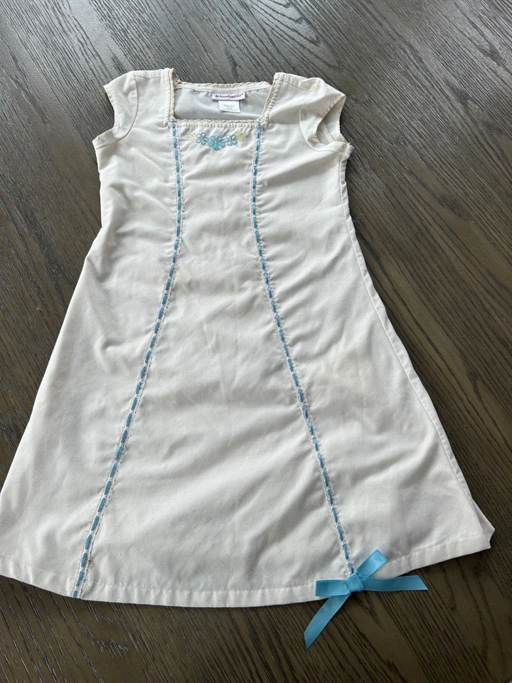 American Girl Night dress cream with blue ribbon accents Size XS 6 - Image 1 of 4