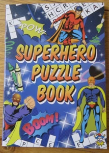2 SUPERHERO PUZZLE BOOKS - incl. COLOURING - activities fun boys kids children - Picture 1 of 2