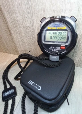 Секундомер SEIKO SO32-4000 из Японии с черным чехлом для переноски - Изображение 1 из 4