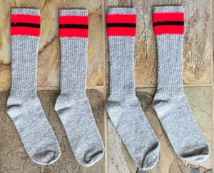 2 Paia, Calzini Vintage Misto Lana Maglia Righe Escursionismo Mountain Boot Uomo L - Foto 1 di 3