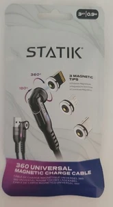 Statik 360 Universal Magnetic Charging Cable - 3ft 3 Magnetic Connectors - Picture 1 of 2