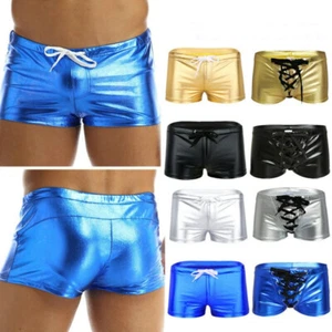 Pantalones cortos botines metálicos líquidos para hombre Wetlook calzoncillos boxer brillantes discoteca - Imagen 1 de 33