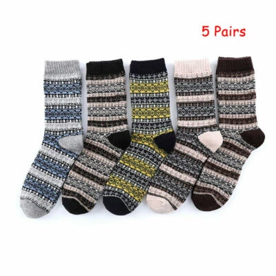 5 pares de calcetines suaves de invierno vintage gruesos cálidos de lana y cachemir para hombre talla única Foto 1 de 4