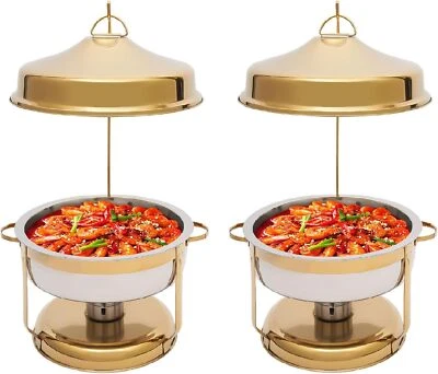 Round Chafing Dishes for Buffet Set of 2, 9.5Qt Stainless Steel - Image 1 of 4