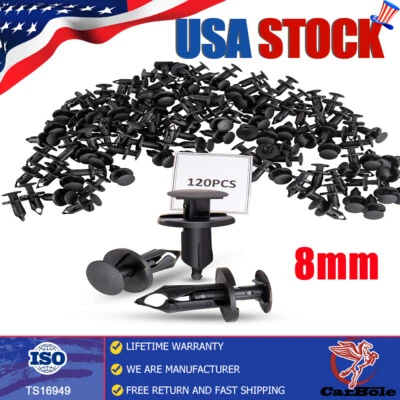 120Pcs Hole Plastic Auto Push Pins and Fastener Sets for Car Auto Fender 8mm - Image 1 of 4
