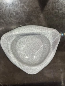 Karlsruhe Germany Stoneware Pottery 6098 Craquelure Crackle Triangle Dish Bowl - Picture 1 of 5