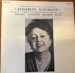 ELISABETH SCHUMANN / MOZART - SCHUBERT - BRAHMS - WOLF / IGI - Picture 1 of 1