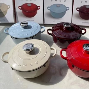 Smeg 24cm Emaille Gusseisen Topf mit Deckel - Retro Design, Gas & Induktionsherd Co - Bild 1 von 13