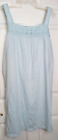 Coral Bay Womens Large Nightgown Sleeveless Blue Cotton Blend Lace Trim #D-42