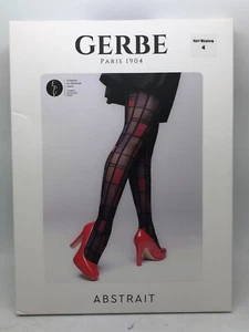 Frau Strumpfhosen GERBE Abstrakt Größe 4 Schwarze Farbe / Zweifarbig Neu - Bild 1 von 3