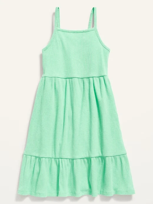 Antiguo Vestido Azul Marino Sin Mangas Punto Acanalado Ajuste y Acampanado para Niñas Verano Talla L 10-12 Foto 1 de 2